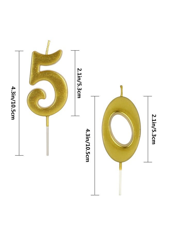 LHGOGO Gold 50th Birthday Candles for Cake, Number 50 Glitter Candle Party Anniversary Cakes Decoration for Women or Men - Image 2