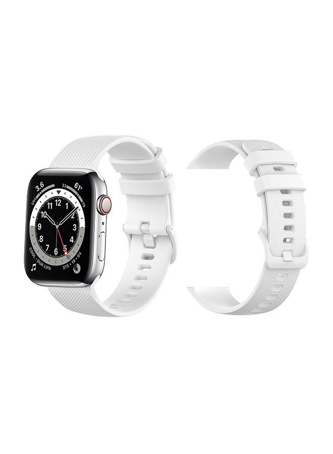 NIBEMINENT Matrix Silicon Replacement Band For Apple Watch Series 6/SE/5/4/3/2/1 White