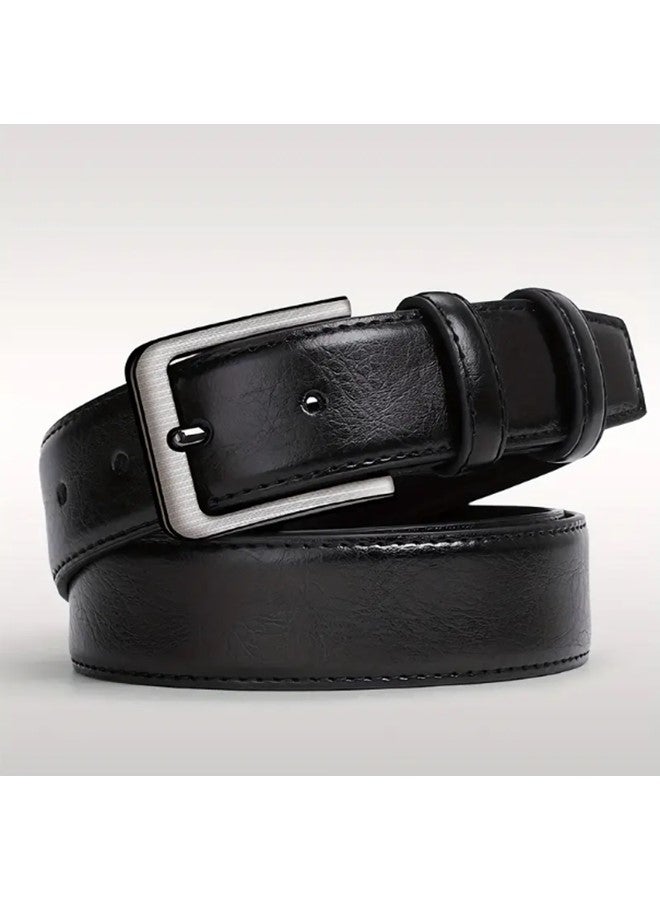 We Happy Premium Retro Leather Belt for Men Black Stylish Business Formal Buckle for Jeans and Everyday Wear - Image 1