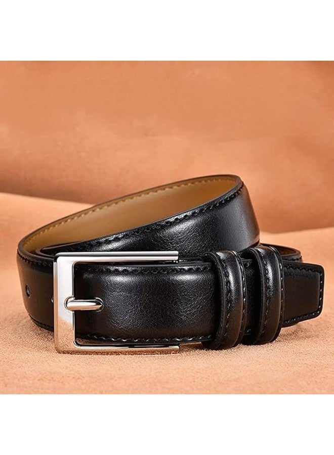 We Happy Premium Retro Leather Belt for Men Black Stylish Business Formal Buckle for Jeans and Everyday Wear - Image 3