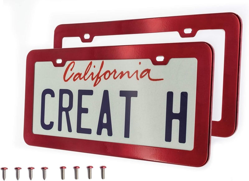 Creathome Stainless Steel License Plate Frames - Set of 2, Red - Image 2