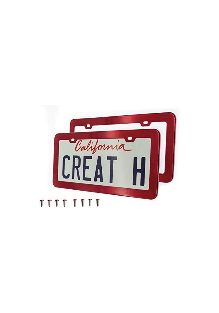 Creathome Stainless Steel License Plate Frames - Set of 2, Red - Image 1