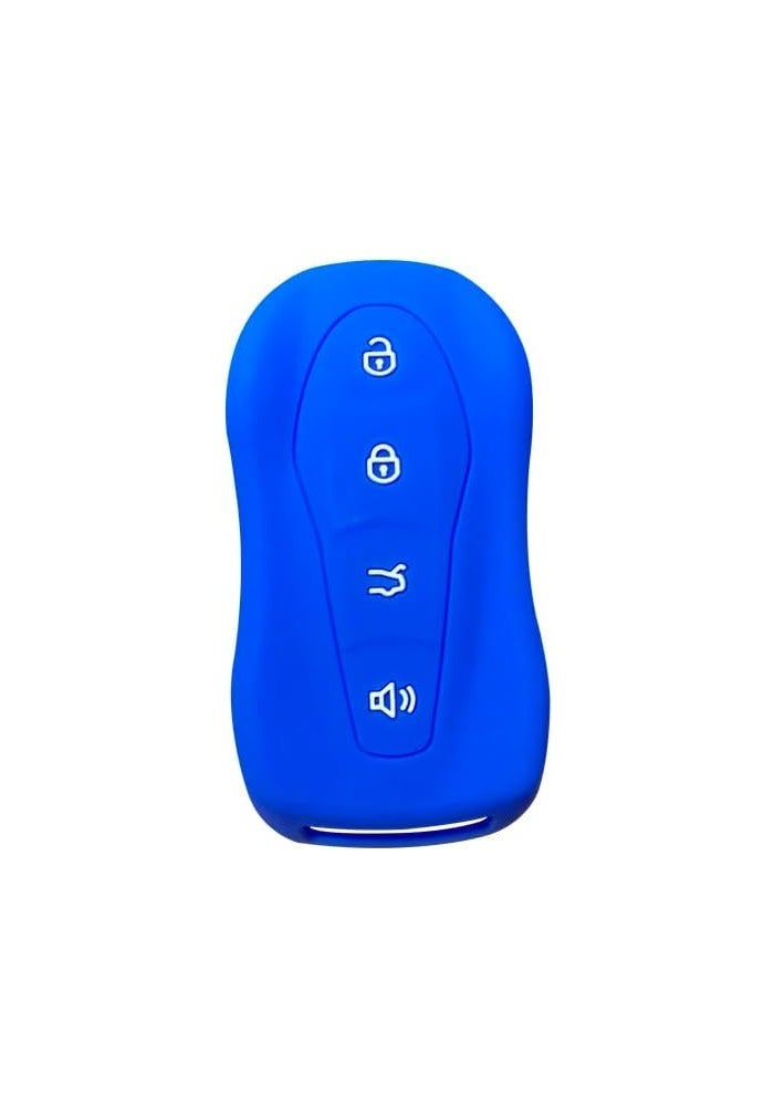 7Cylinder Silicone 4 Button Key Fob Cover for Geely - Blue (2Pcs)