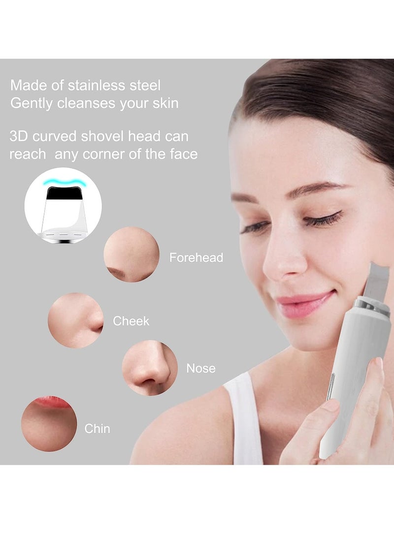 general Facial Skin Scrubber Spatula, 4 Modes Pore Cleaner Blackhead Remover Tools for Deep Cleaning-White - Image 3