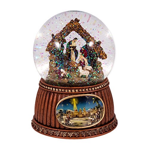 Roman Christmas Nativity 100MM Musical Snow Globe Glitterdome  Plays Tune OHoly Night