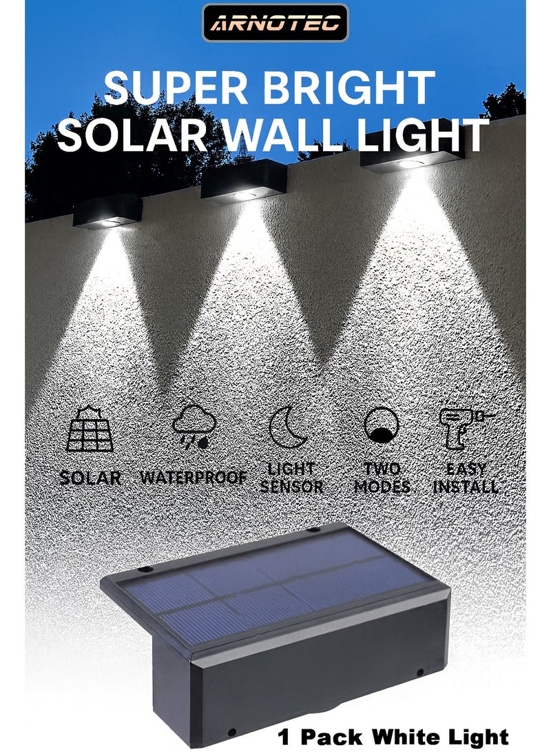 ARNOTEC مصباح جداري شمسي فائق السطوع جديد لعام 2023، مصباح جداري بتصميم ساحة الحديقة الخارجية، مصباح جداري للفناء المنزلي (ضوء أبيض) - Image 1
