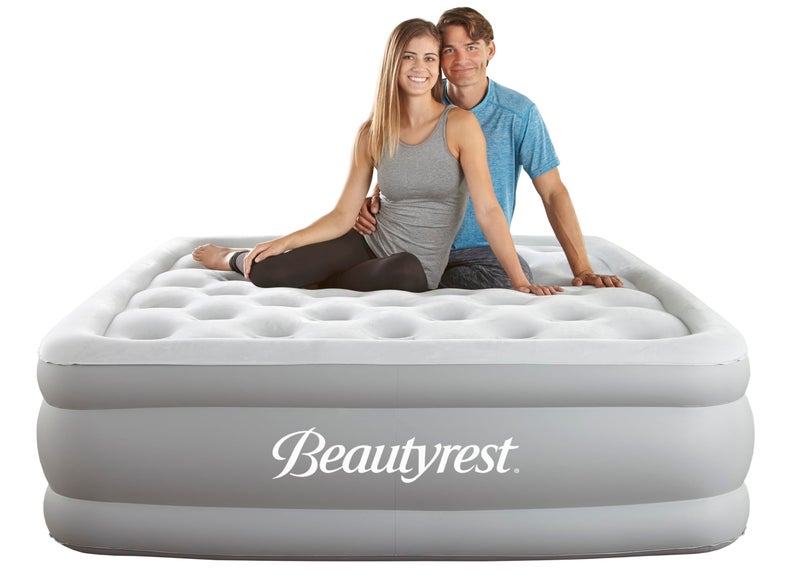 Beautyrest Beautyrest 18 Skyrise Raised Air Bed with Edge Support Inflatable Sleeping Mattress with External Pump and Puncture Resistant Vinyl for Guests Camping Queen 