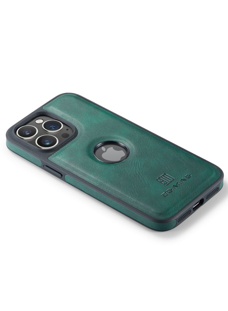 DGMING Case Cover Premium Leather Back with Logo CutOut Shockproof Compatible with Iphone 15 Pro  (Green) - Image 3