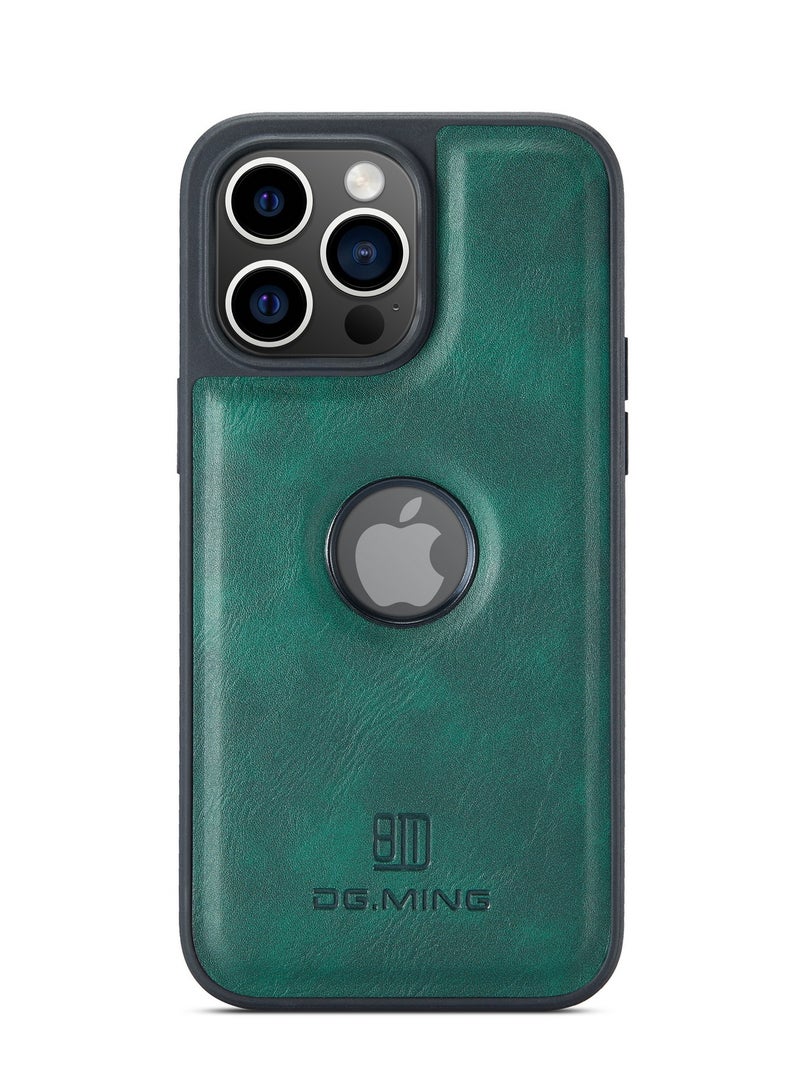 DGMING Case Cover Premium Leather Back with Logo CutOut Shockproof Compatible with Iphone 15 Pro  (Green) - Image 2