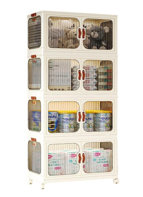 Collapsible Storage Bins - 4-tier storage bins with lids, large plastic storage bins with lids and doors
