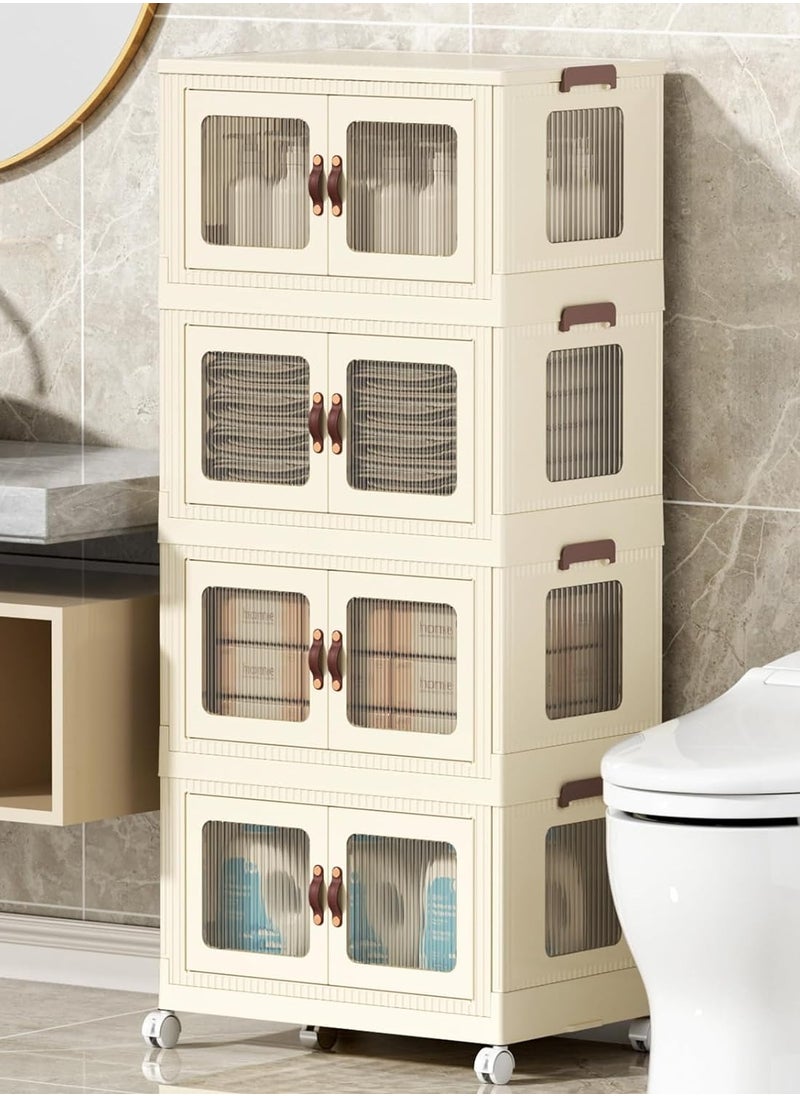 Collapsible Storage Bins - 4-tier storage bins with lids, large plastic storage bins with lids and doors
