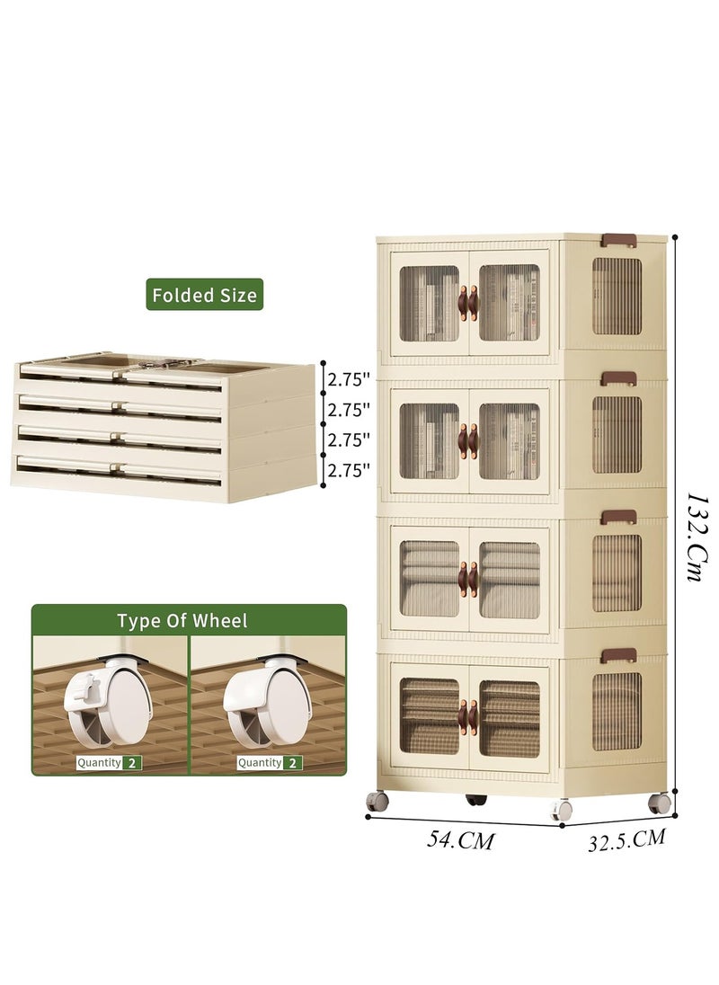 Collapsible Storage Bins - 4-tier storage bins with lids, large plastic storage bins with lids and doors