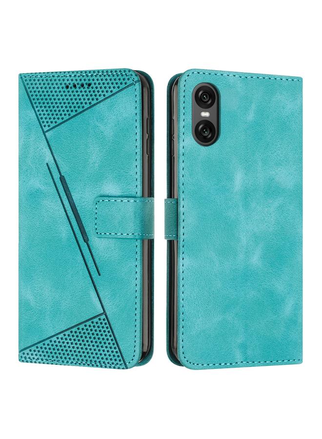 Green Tiger For Sony Xperia 10 VI Dream Triangle Leather Phone Case with Lanyard(Green)