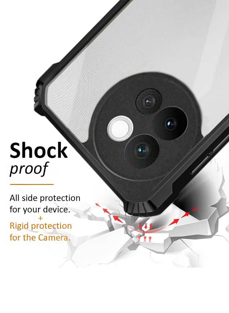 Wtech Vivo V40 Lite 5G 2024 Hybrid TPU Silicone With Raised Armour Bumpers Slim Case Cover - Black - Image 4