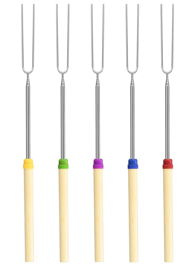 DkOvn 5 Pack Marshmallow Roasting Sticks Set, Extendable 32in Long Metal Barbecue Skewers with Wooden Handle, for Marshmallow, Hot Dogs, Camping, BBQ, Grill - Image 1