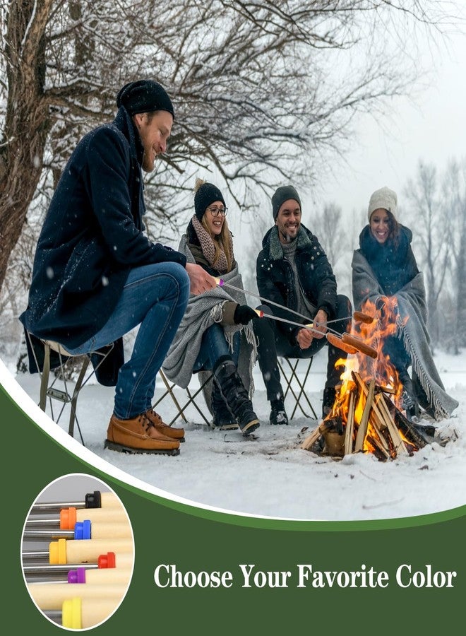 DkOvn 5 Pack Marshmallow Roasting Sticks Set, Extendable 32in Long Metal Barbecue Skewers with Wooden Handle, for Marshmallow, Hot Dogs, Camping, BBQ, Grill - Image 2