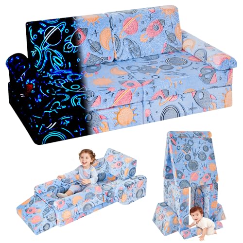 IFNOW Universe Modular Kids Play Couch for Toddlers 13 Convertible Washable Toddler Foam Couch for SpaceThemed Rooms Rocket Builds GlowintheDark Apartment Friendly CPC Certified - Image 1