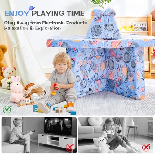 IFNOW Universe Modular Kids Play Couch for Toddlers 13 Convertible Washable Toddler Foam Couch for SpaceThemed Rooms Rocket Builds GlowintheDark Apartment Friendly CPC Certified - Image 3