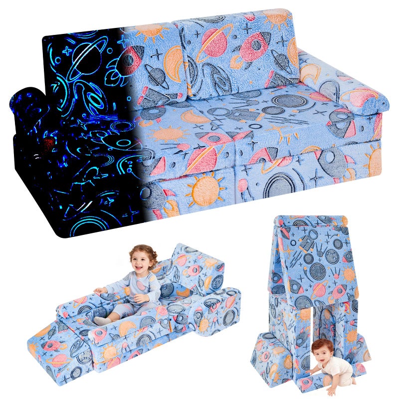 IFNOW Universe Modular Kids Play Couch for Toddlers 13 Convertible Washable Toddler Foam Couch for SpaceThemed Rooms Rocket Builds GlowintheDark Apartment Friendly CPC Certified - Image 2