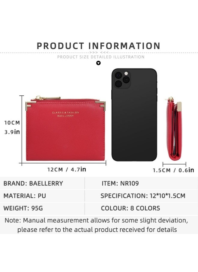 baellerry Korean Women's Purse Short Fashion Zipper Multi-card Button Purse Woman  - Image 3