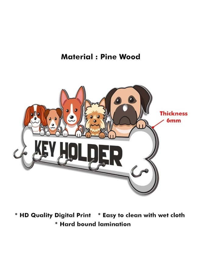 Artvibes Unique Stylish Wooden Key Holder for Wall Decor with Stylish Stainless Steel 5 Hooks Beautiful Key Organizer for Home Decoration(KH_805N) - Image 3
