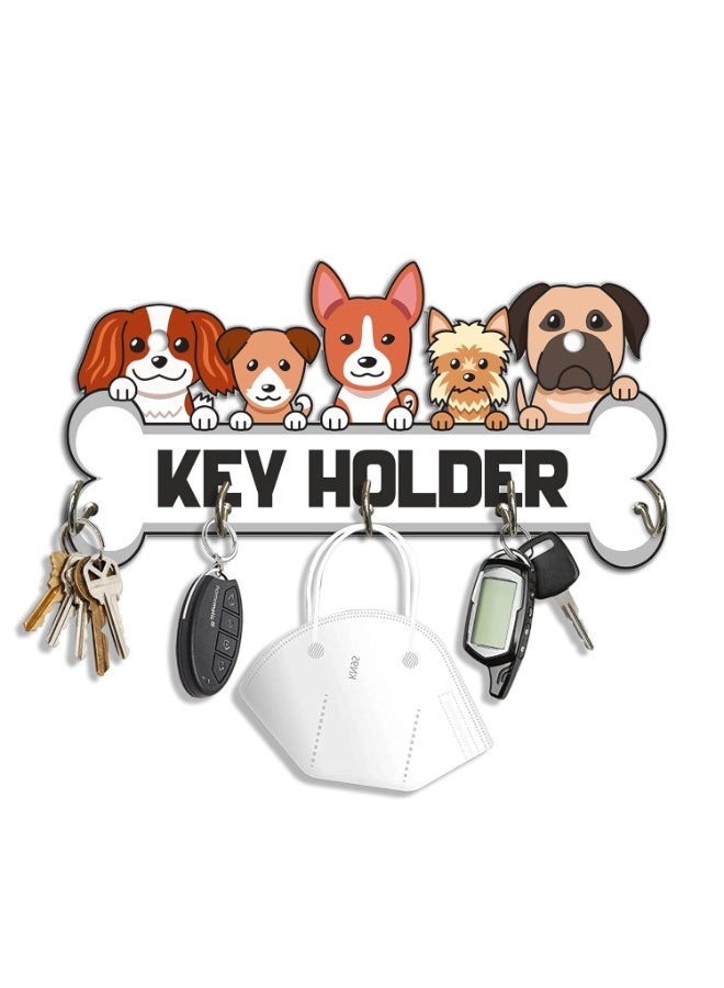 Artvibes Unique Stylish Wooden Key Holder for Wall Decor with Stylish Stainless Steel 5 Hooks Beautiful Key Organizer for Home Decoration(KH_805N) - Image 1