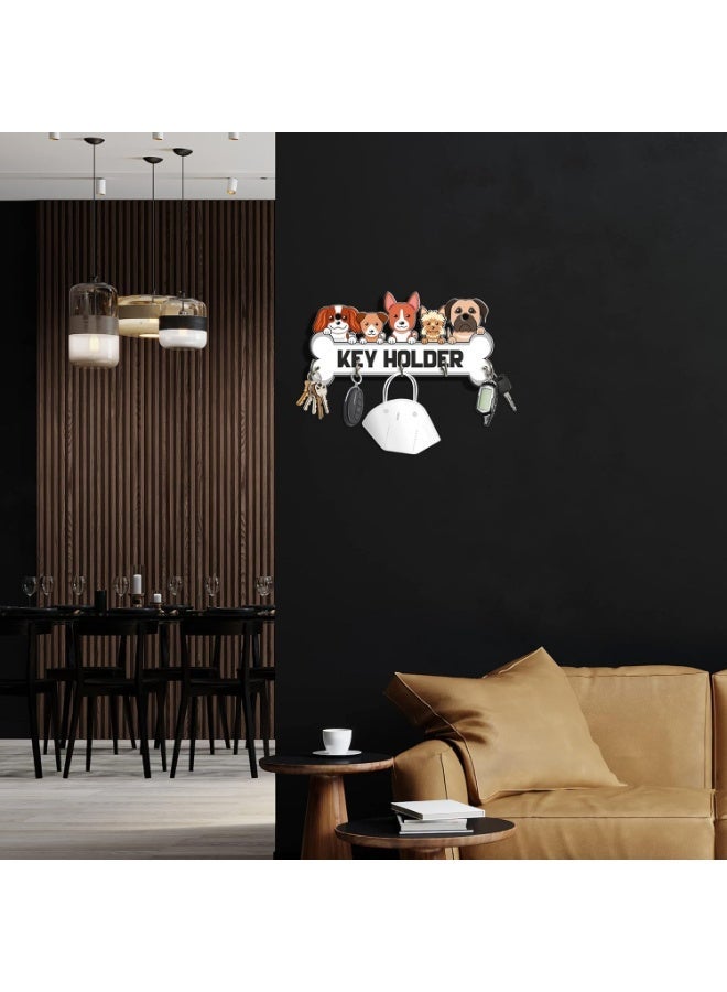 Artvibes Unique Stylish Wooden Key Holder for Wall Decor with Stylish Stainless Steel 5 Hooks Beautiful Key Organizer for Home Decoration(KH_805N) - Image 2