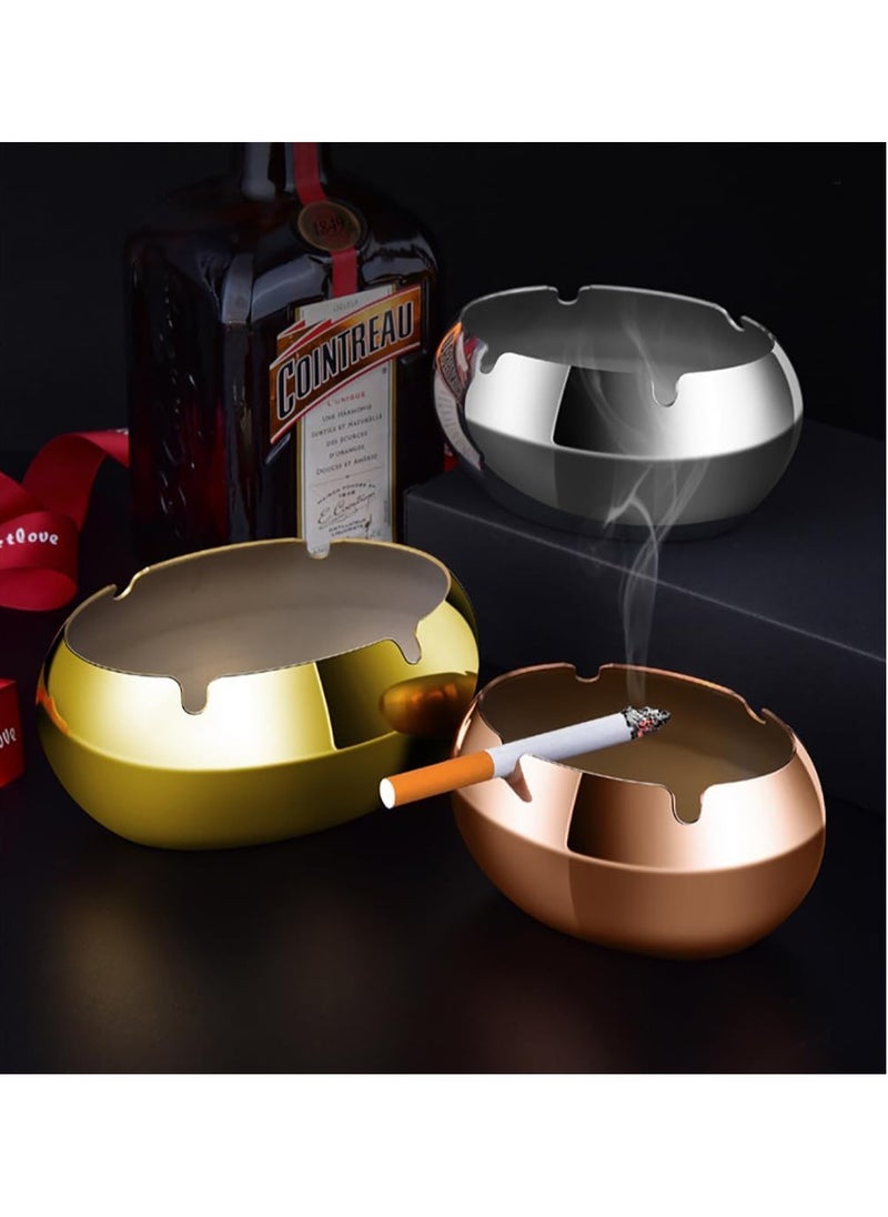 Rubik Cigarettes Ashtray, Stainless Steel Windproof Ash Tray for Home Office Hotel Patio Indoor Outdoor (Rose Gold, Large)  - Image 2