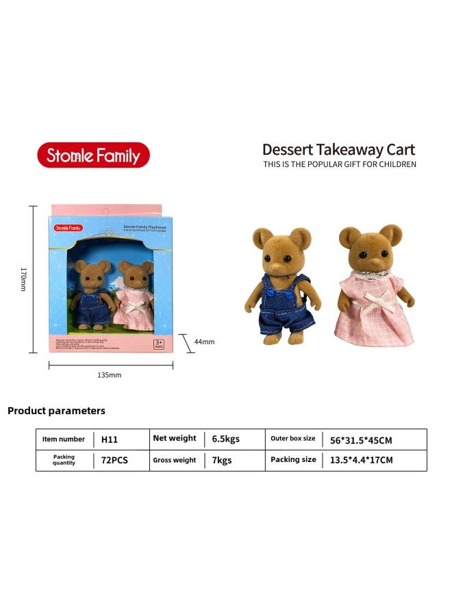 Children's Play House Villa Set Toy Forest Animal Family Mini Doll Girl Play House Toy Model-Specifications:H11 Brown Mouse - Image 1