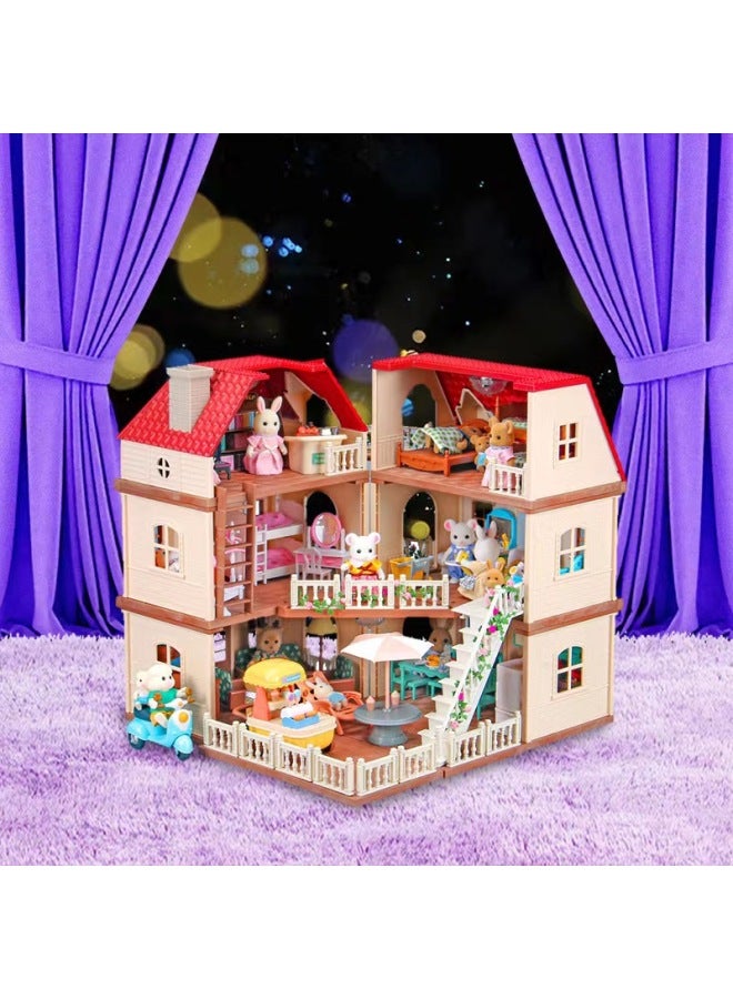 Children's Play House Villa Set Toy Forest Animal Family Mini Doll Girl Play House Toy Model-Specifications:H11 Brown Mouse - Image 2
