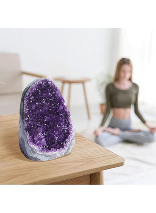 LAMAY Natural Amethyst Cluster with Polished Edges, 300G Real Raw Geode Healing Crystal Rock from Uruguay Deep Purple Decor Crystals and Healing Stones for Home Desk Deraction - Image 4