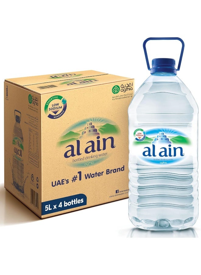 Al Ain مياه العين المعبأة، منخفضة الصوديوم 5 لتر - عبوة من 4 - Image 1
