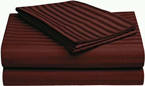 Purav Light Microfiber Flat Single Bed Bedsheet| Plain Striped Cotton Bedsheet with 1 Pillow Cover for Queen Size Bed| Supersoft 340 TC| Breathable| Wrinklefree| (Size: Size: 60x90 inch, Coffee Color) - Image 2