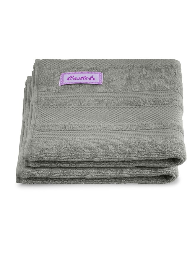 BYFT Home Castle (Grey) Premium Cotton Hand Towel (50 X 90 Cm-Set Of 2) Highly Absorbent, High Quality Bath Linen With Diamond Dobby 550 Gsm - Image 2