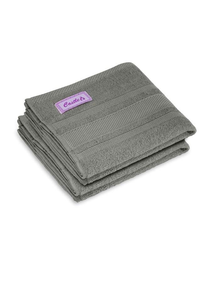 BYFT Home Castle (Grey) Premium Cotton Hand Towel (50 X 90 Cm-Set Of 2) Highly Absorbent, High Quality Bath Linen With Diamond Dobby 550 Gsm - Image 3