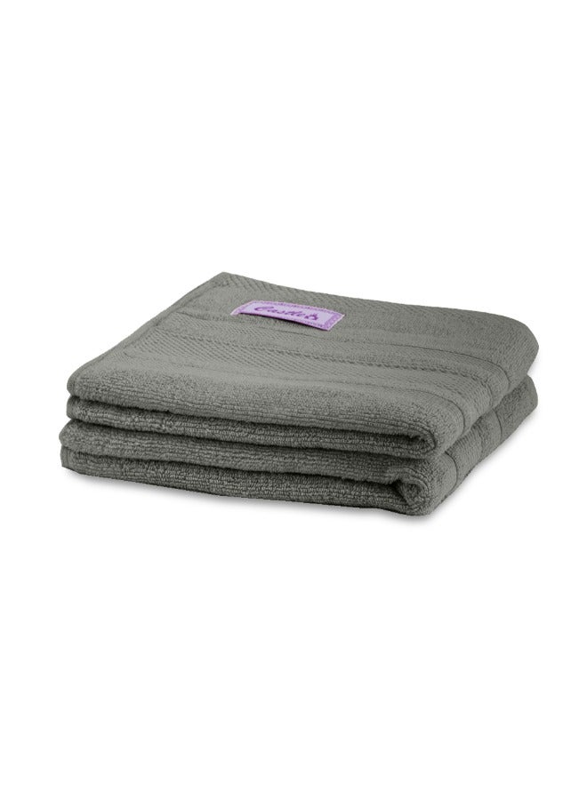 BYFT Home Castle (Grey) Premium Cotton Hand Towel (50 X 90 Cm-Set Of 2) Highly Absorbent, High Quality Bath Linen With Diamond Dobby 550 Gsm - Image 4