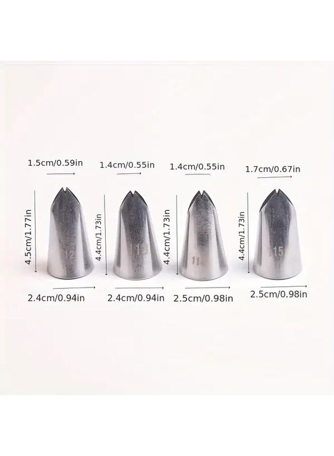 Stainless Steel Cream Piping Nozzle Set 4 Pcs 112-114 Mouth Cake Decoration - Image 3