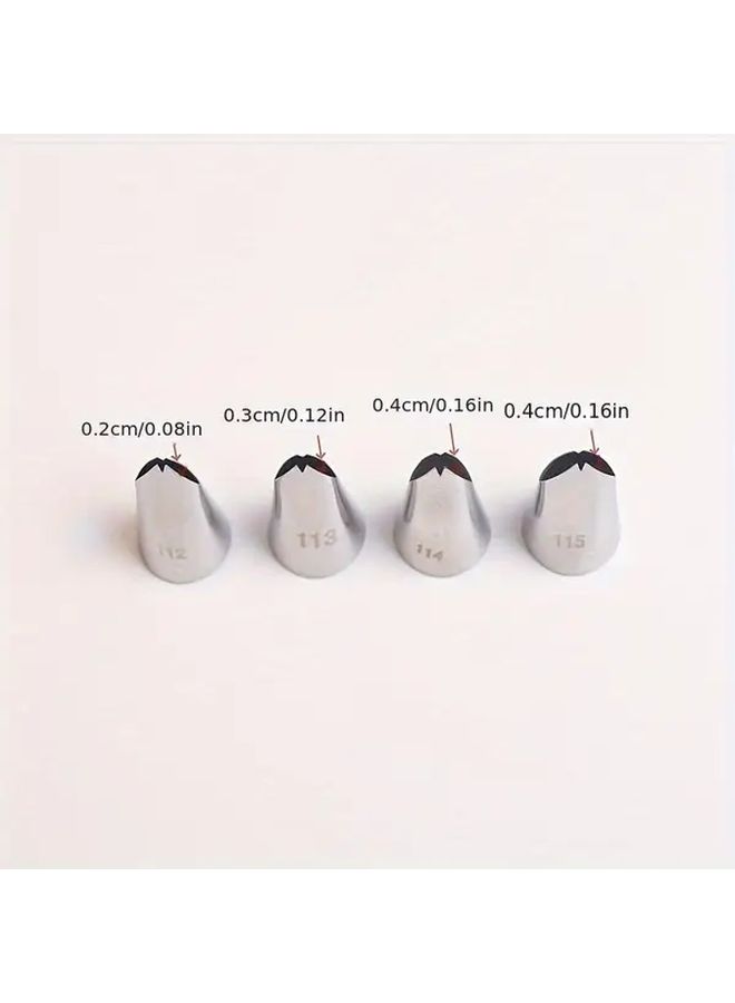 Stainless Steel Cream Piping Nozzle Set 4 Pcs 112-114 Mouth Cake Decoration - Image 4