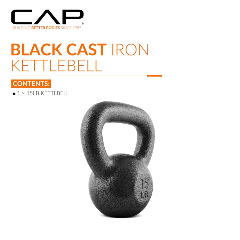 CAP Barbell Black Cast Iron Kettlebell | 15 Pounds - Image 2