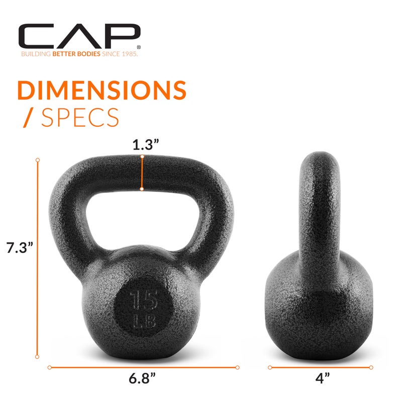 CAP Barbell Black Cast Iron Kettlebell | 15 Pounds - Image 4