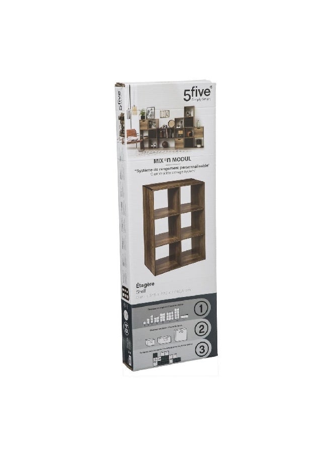 Five Simply Smart 6-Compartment Mix N Modul Wooden Storage Shelf Brown 100.5 x 32 x 67.5 cm 167864 - Image 2