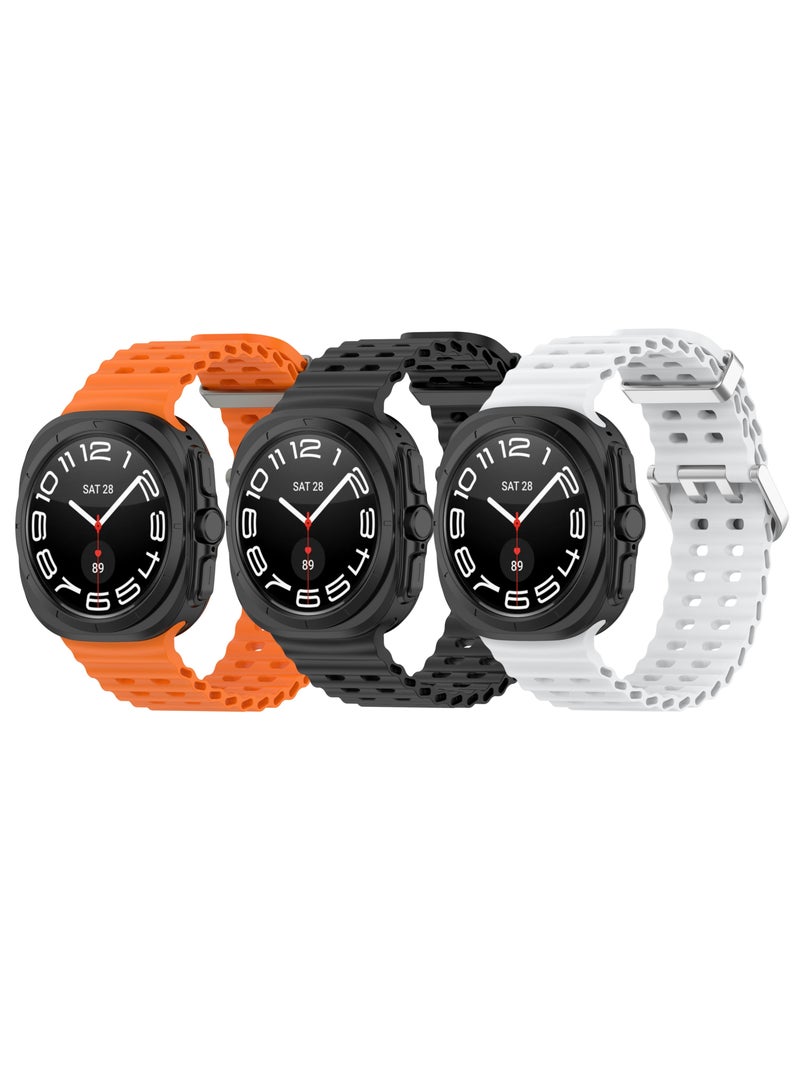 SARAOONT 3 Pack Samsung Galaxy Watch Ultra 47mm Strap Replacement Bands Breathable Perforated for Men and Women (Compatible with 2024 and 2025 Models) - Image 1