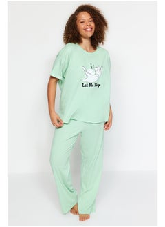 Mint Printed Knitted Pajamas Set TBBAW24AI00003