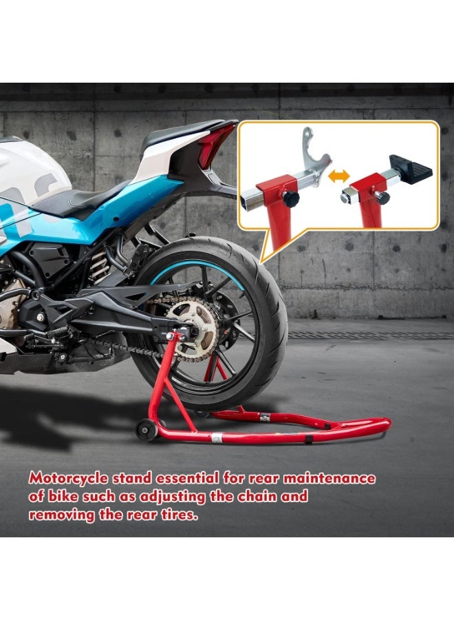 jaexest Motorcycle Stand 850LB Sport Bike Rear Wheel Lift Swingarm Paddock Stands (Red, U+L) - Image 4