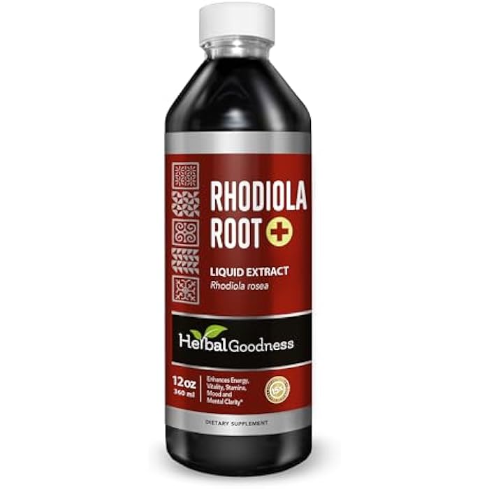 Herbal Goodness Rhodiola Root Extract – Adaptogenic Herbal Supplement – Alcohol-Free Liquid Drops for Energy, Focus, Endurance & Stress Support – 12oz Tincture - Image 1