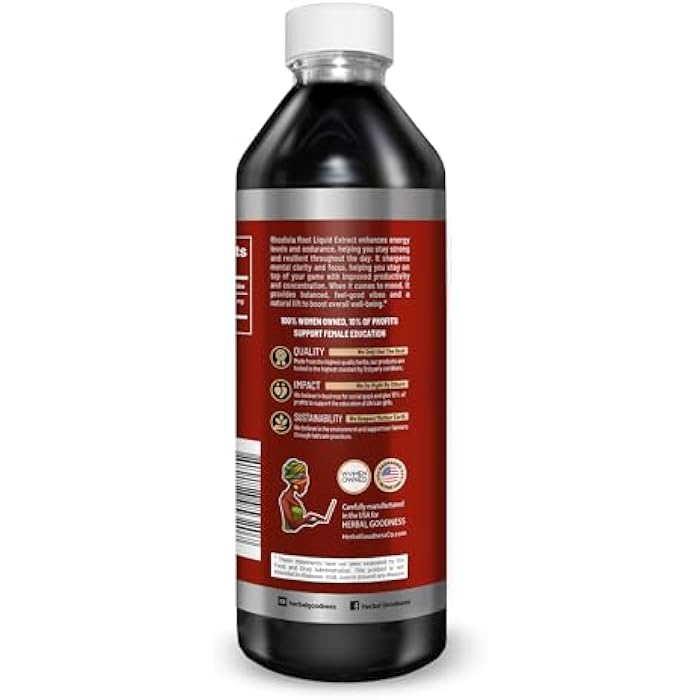 Herbal Goodness Rhodiola Root Extract – Adaptogenic Herbal Supplement – Alcohol-Free Liquid Drops for Energy, Focus, Endurance & Stress Support – 12oz Tincture - Image 3