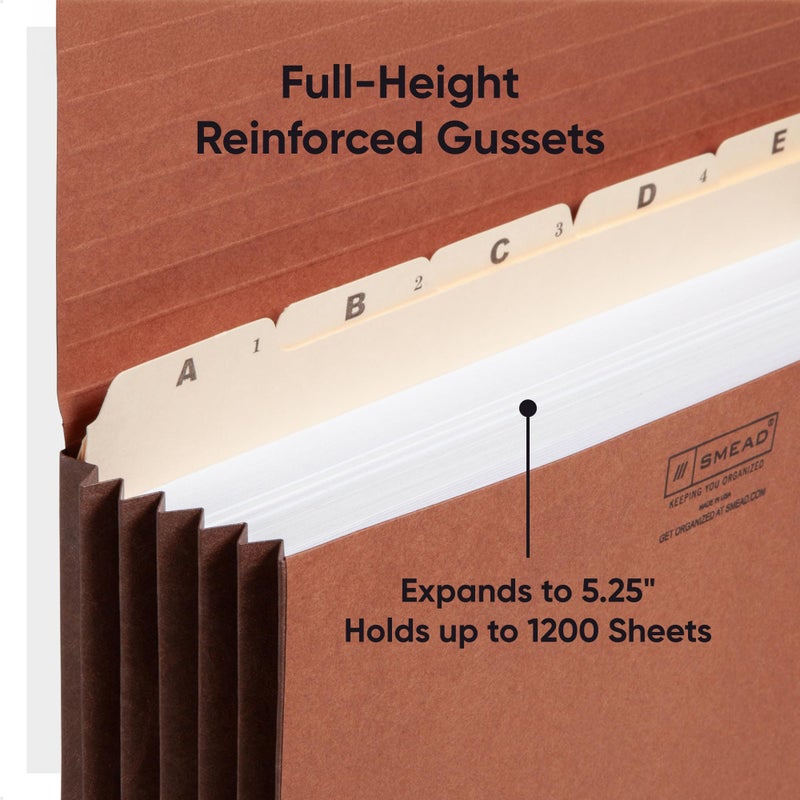 Smead Redrope Expanding File Wallet, Expanding File Organizer, Accordion Folder for Documents, Flap/Cord Closure, 5-1/4" Expansion, Tear-Resistant, Letter Size, 10 per Box (71109) - Image 5