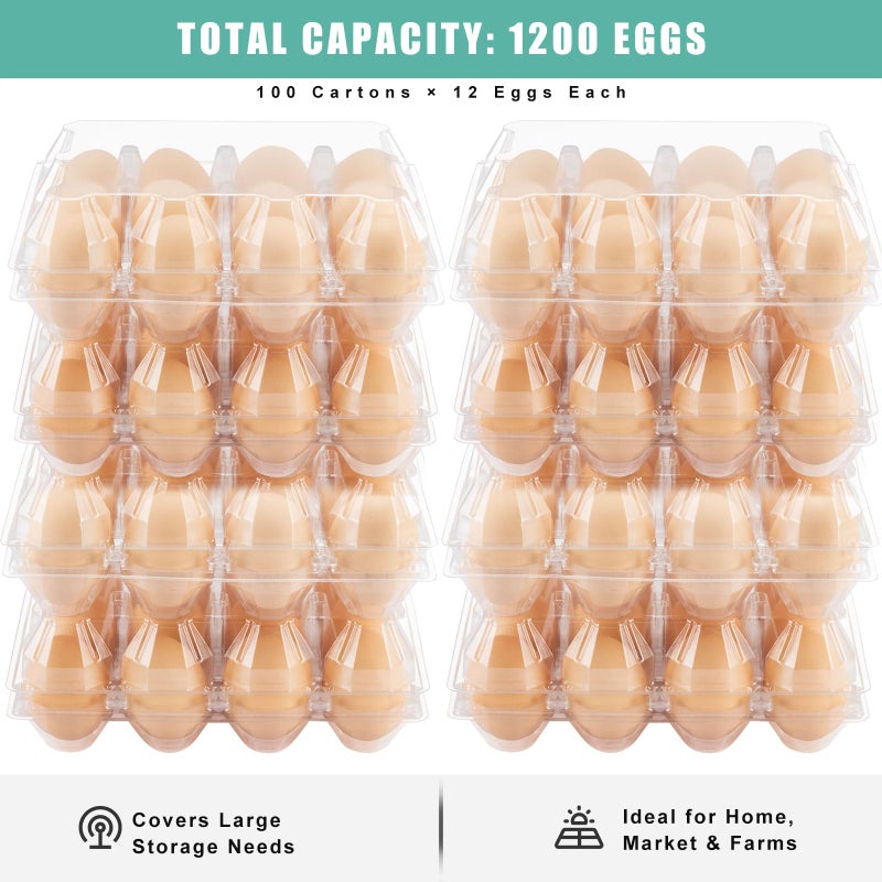 SINLUCESCE 100 Packs Egg Cartons Cheap Bulkï¼ŒPlastic for 12 Eggs, Clear Egg Cartons 3 * 4 Gridsï¼ŒPerfect for Refrigerator Chicken Farm Markets Commercial Business Market Display - Image 2