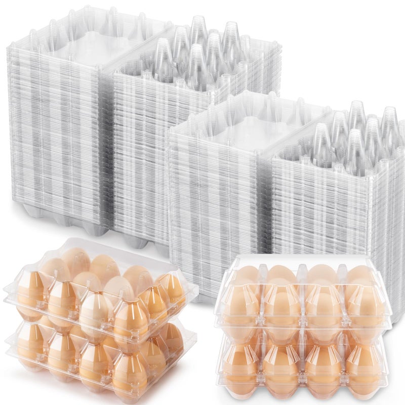 SINLUCESCE 100 Packs Egg Cartons Cheap Bulkï¼ŒPlastic for 12 Eggs, Clear Egg Cartons 3 * 4 Gridsï¼ŒPerfect for Refrigerator Chicken Farm Markets Commercial Business Market Display - Image 1