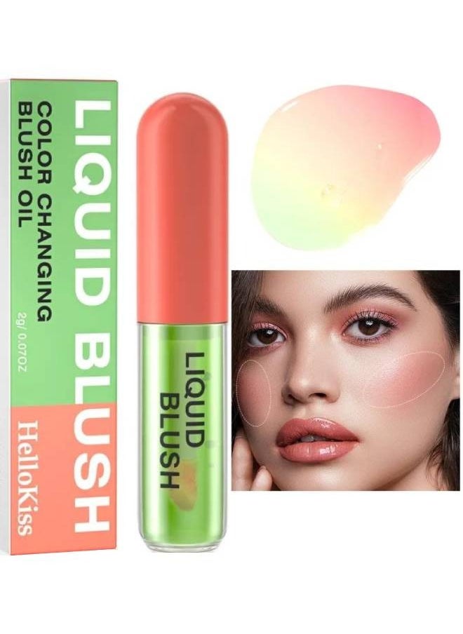 HelloKiss Color Changing Blush Oil Liquid Blush for Cheeks Natural Flush Finish Temperature Color Changing Waterproof Blusher for Cheeks Long Wearing Moisturizing Blush Natural Glossy 01  - Image 1
